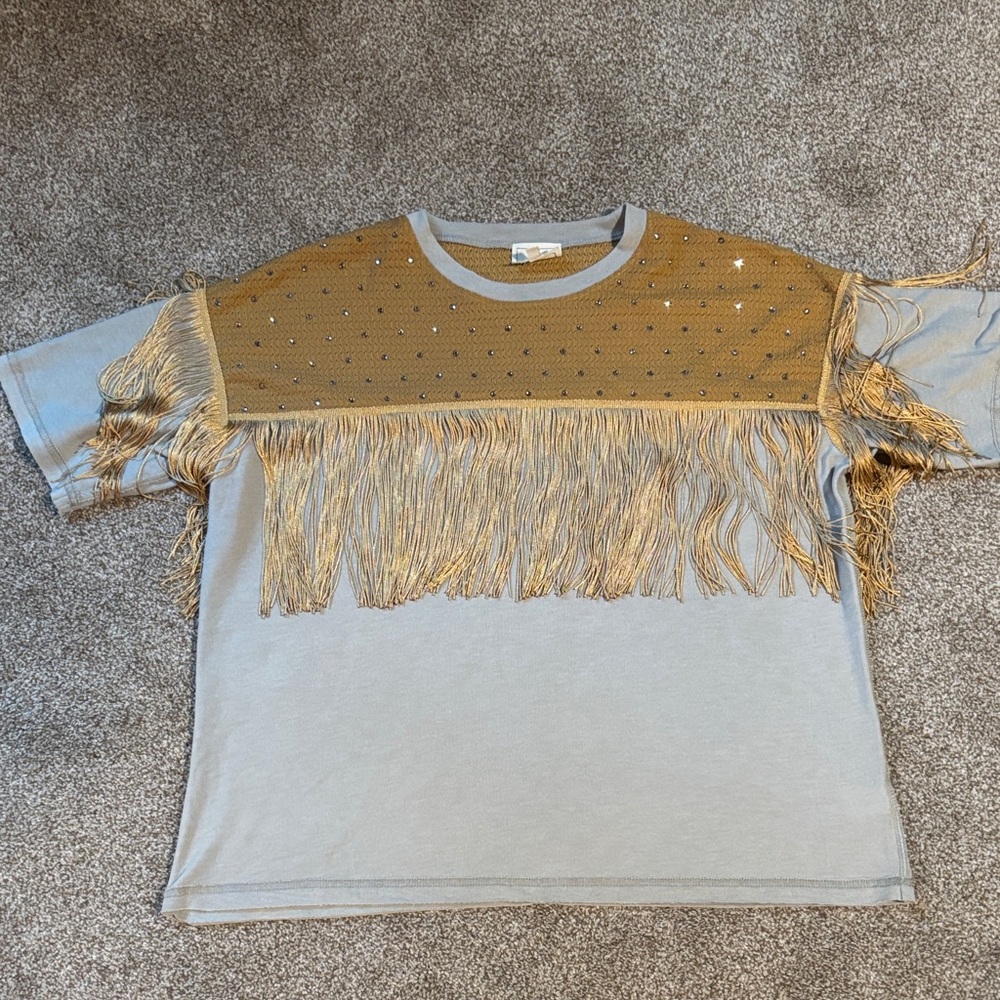 Gold and Gray Fringe T-Shirt